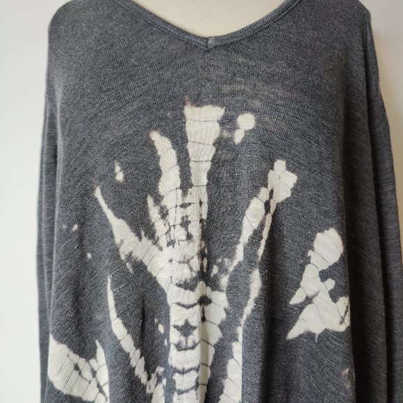 Young Fabulous & Broke Tie Dye Long Sleeve Top Gray White Festival Shibori Artsy - Picture 6 of 8